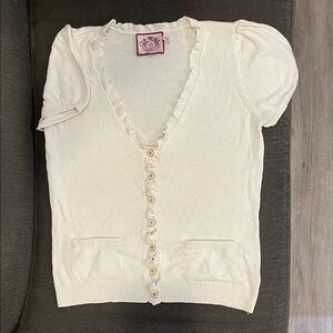 Juicy Couture Cream Short Sleeve Cardigan